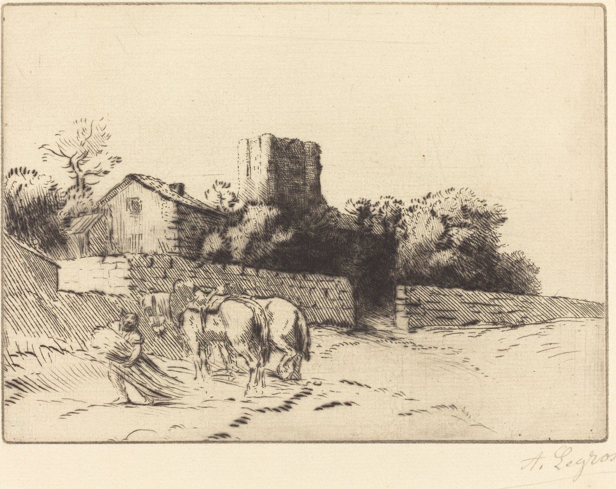 Ściana plebania (Le mur du presbytere) autorstwa Alphonse Legros
