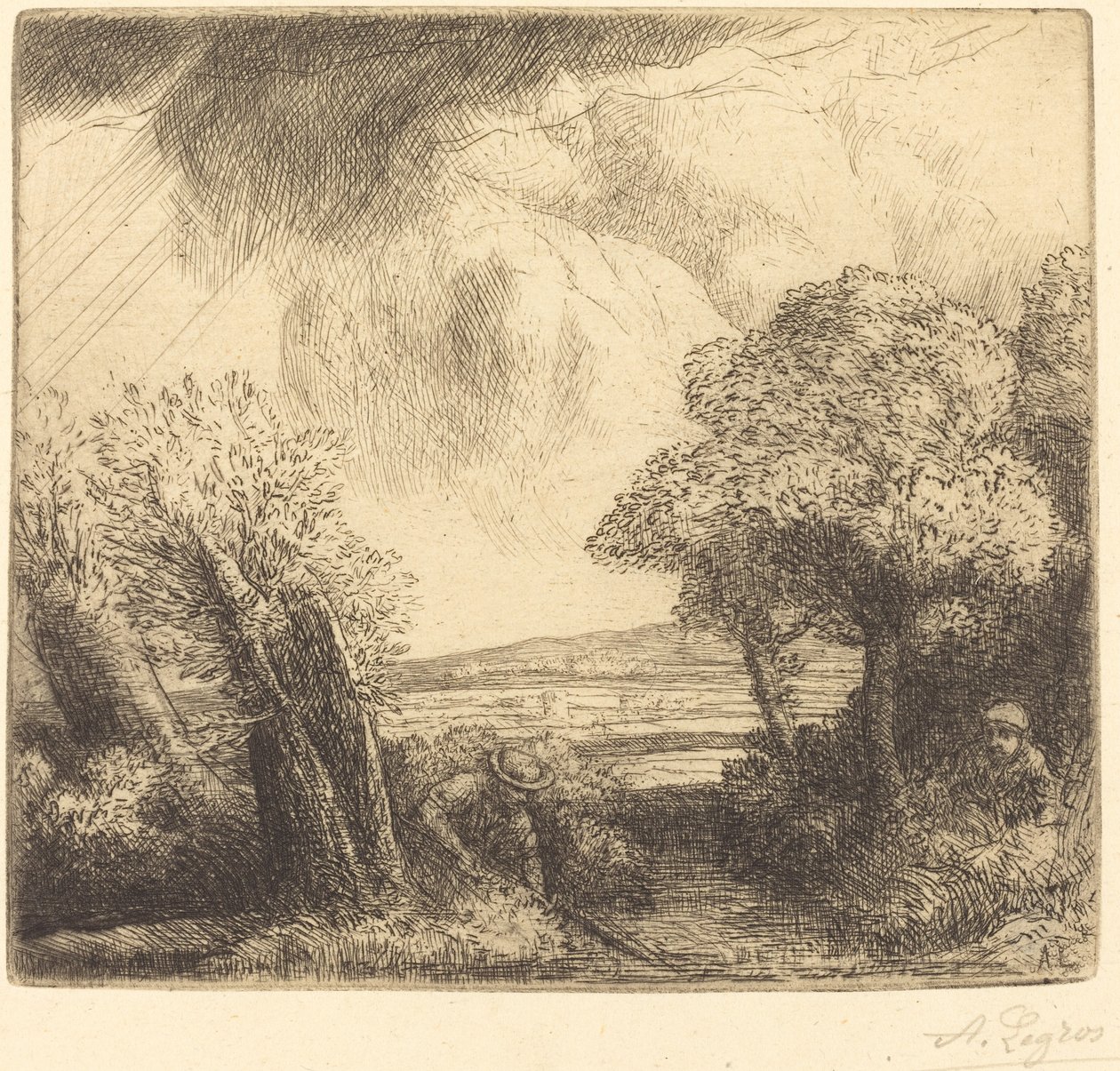 Pamięć o jeziorze w Trastimene (Souvenir du lac de Trastimene) autorstwa Alphonse Legros