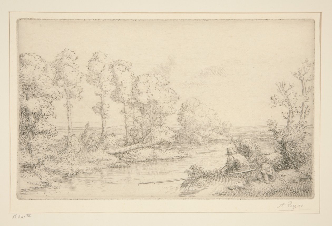 Odpoczynek nad brzegiem rzeki autorstwa Alphonse Legros