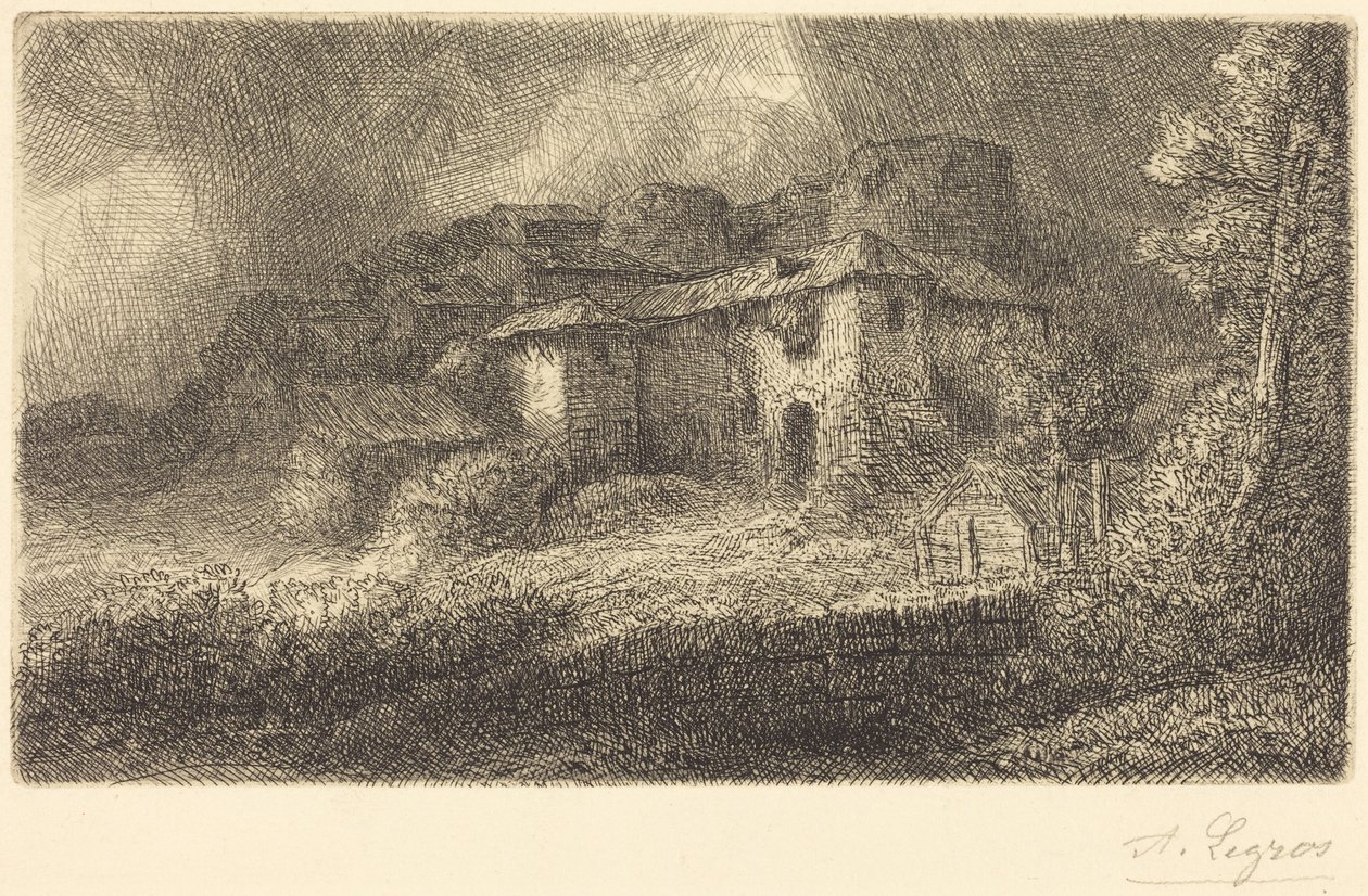 Ruiny zamku (Les ruines du château) autorstwa Alphonse Legros
