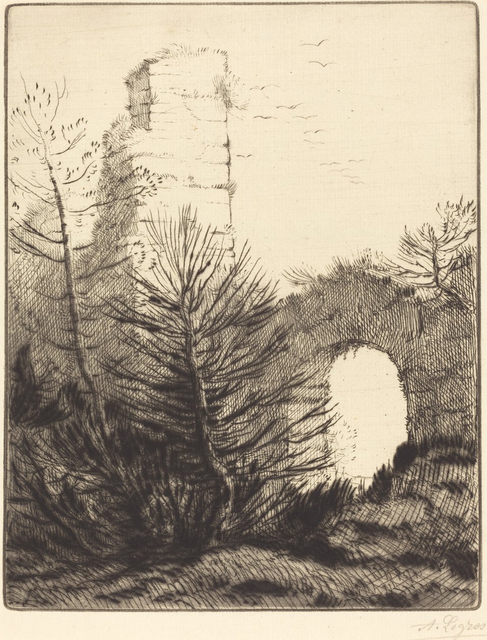 Ruiny klasztoru (Les ruines du monastere) autorstwa Alphonse Legros