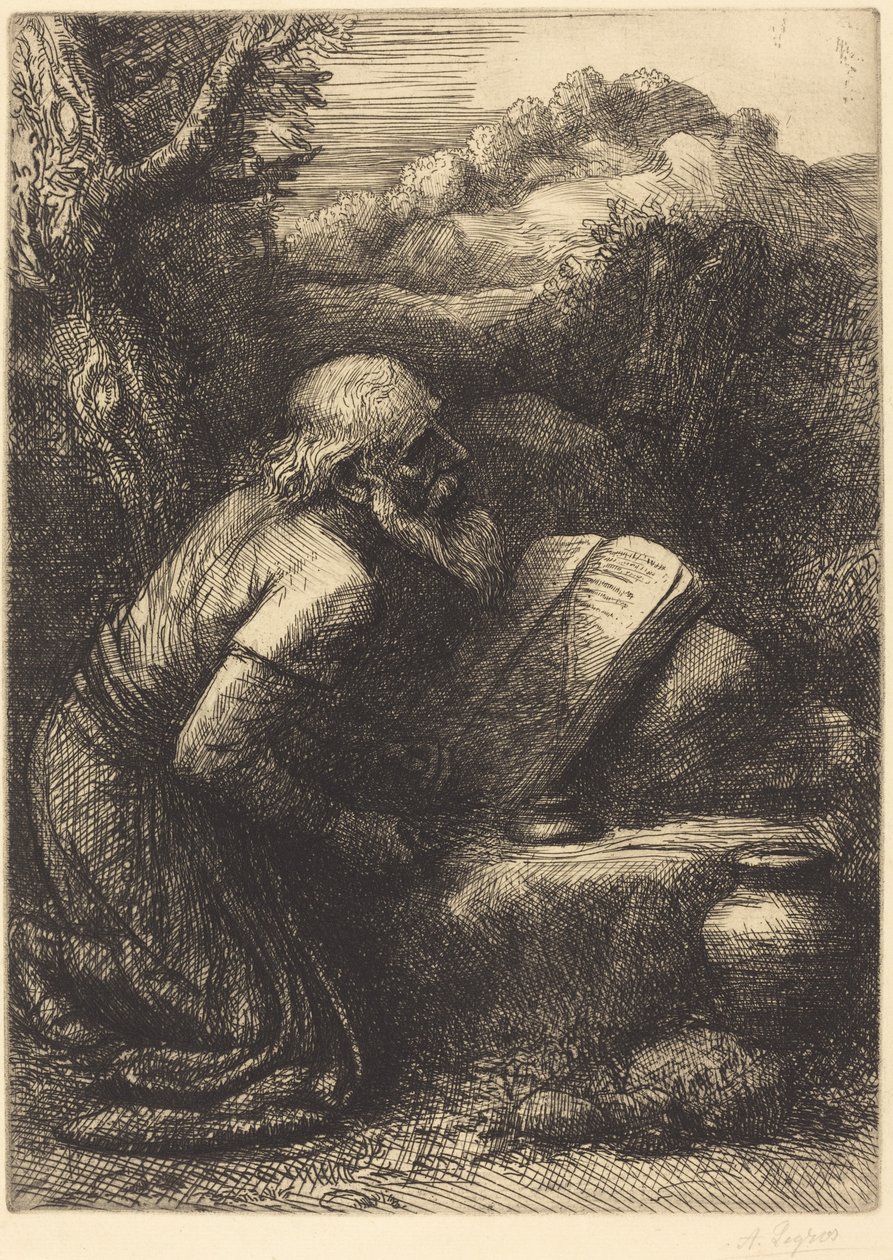 Święty Hieronim, II płyta. autorstwa Alphonse Legros