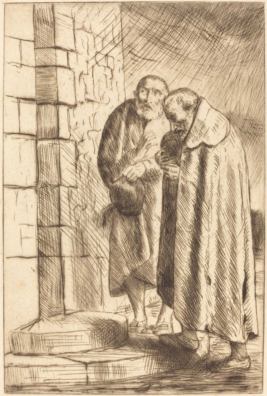 Św. Piotr i św. Paweł w drzwiach M. Richarda (St. Pierre et St. Paul a la porte de M. Richard autorstwa Alphonse Legros