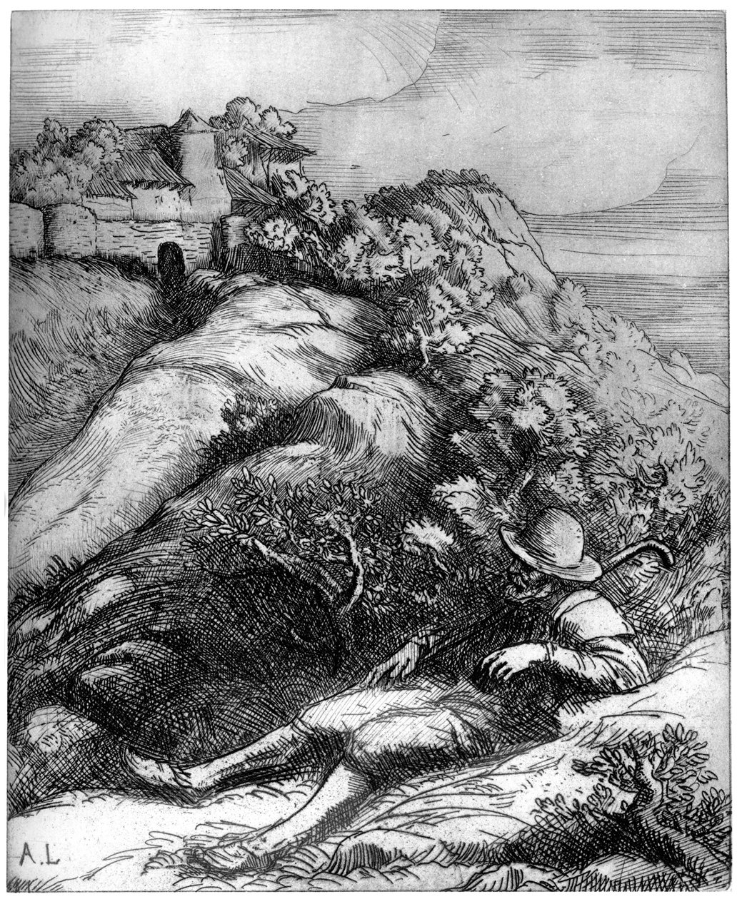 Odpoczywający pasterz, c1860-1910 1924 autorstwa Alphonse Legros