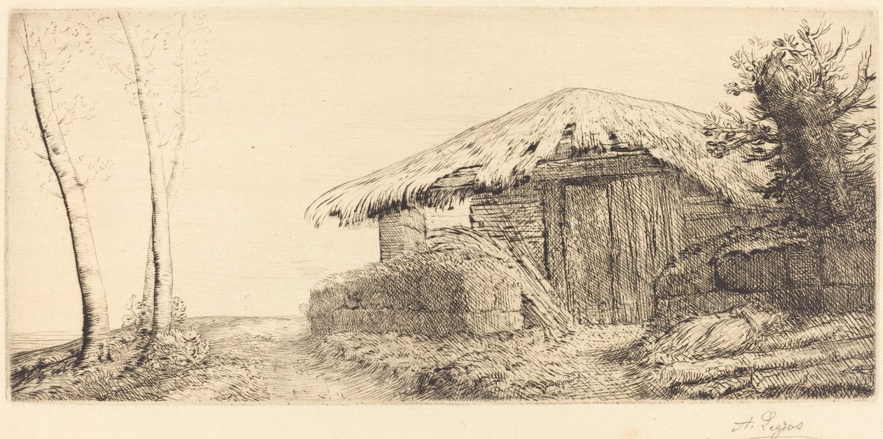 Chatka pasterska na zboczu wzgórza autorstwa Alphonse Legros