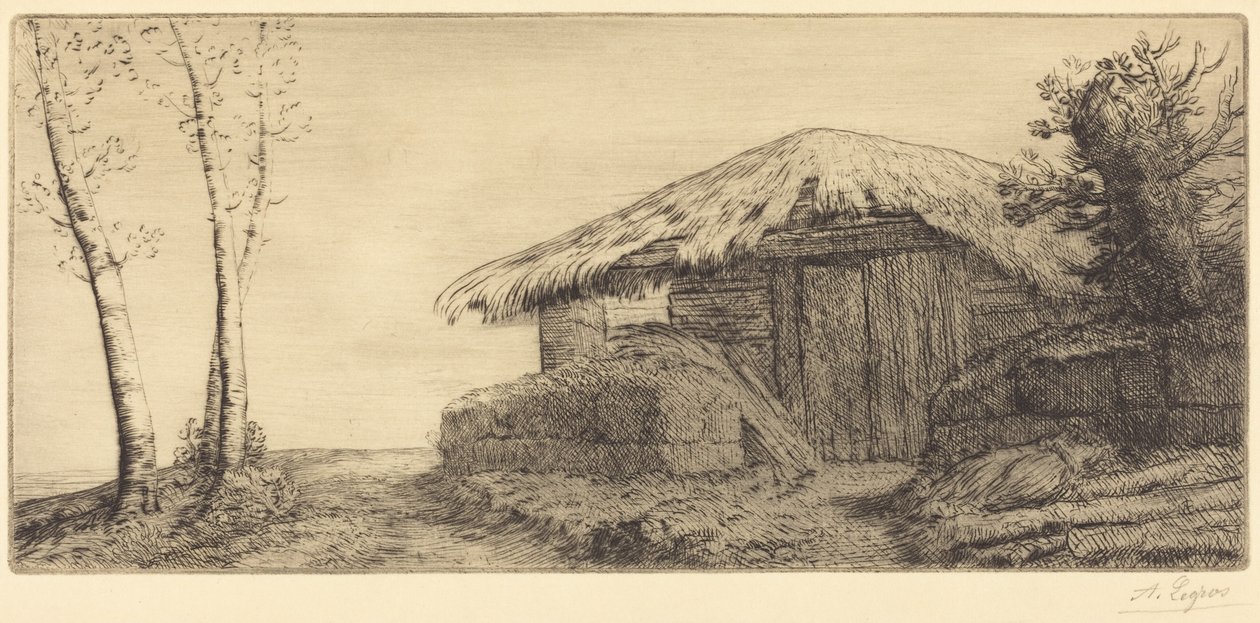 Chata pasterska na zboczu wzgórza autorstwa Alphonse Legros
