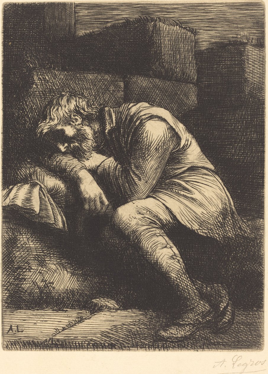 Śpiący żebrak autorstwa Alphonse Legros
