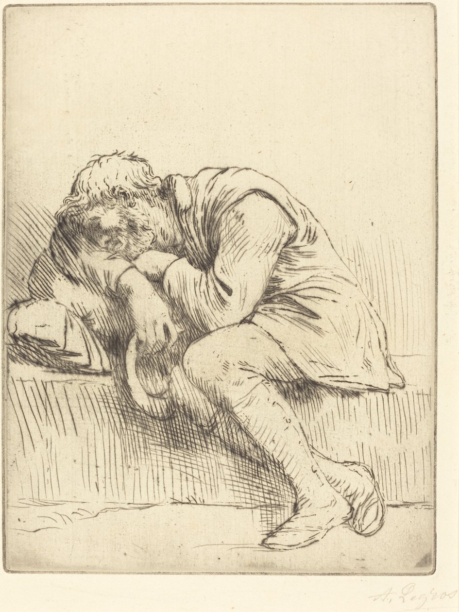 Śpiący żebrak autorstwa Alphonse Legros