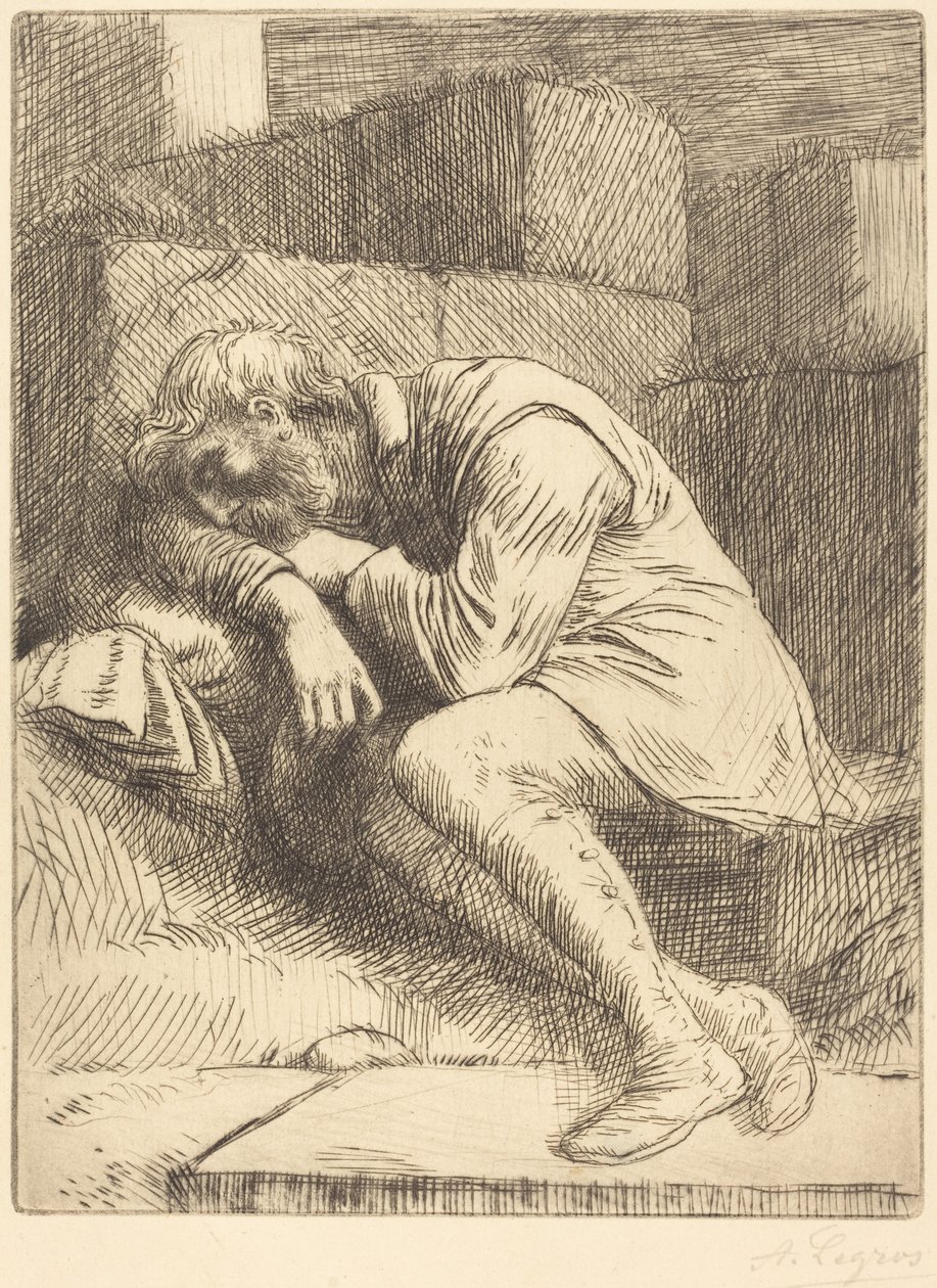 Sleeping Beggar (Śpiący żebrak) autorstwa Alphonse Legros