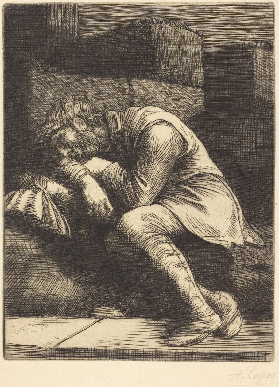 Sleeping Beggar (Śpiący żebrak) autorstwa Alphonse Legros