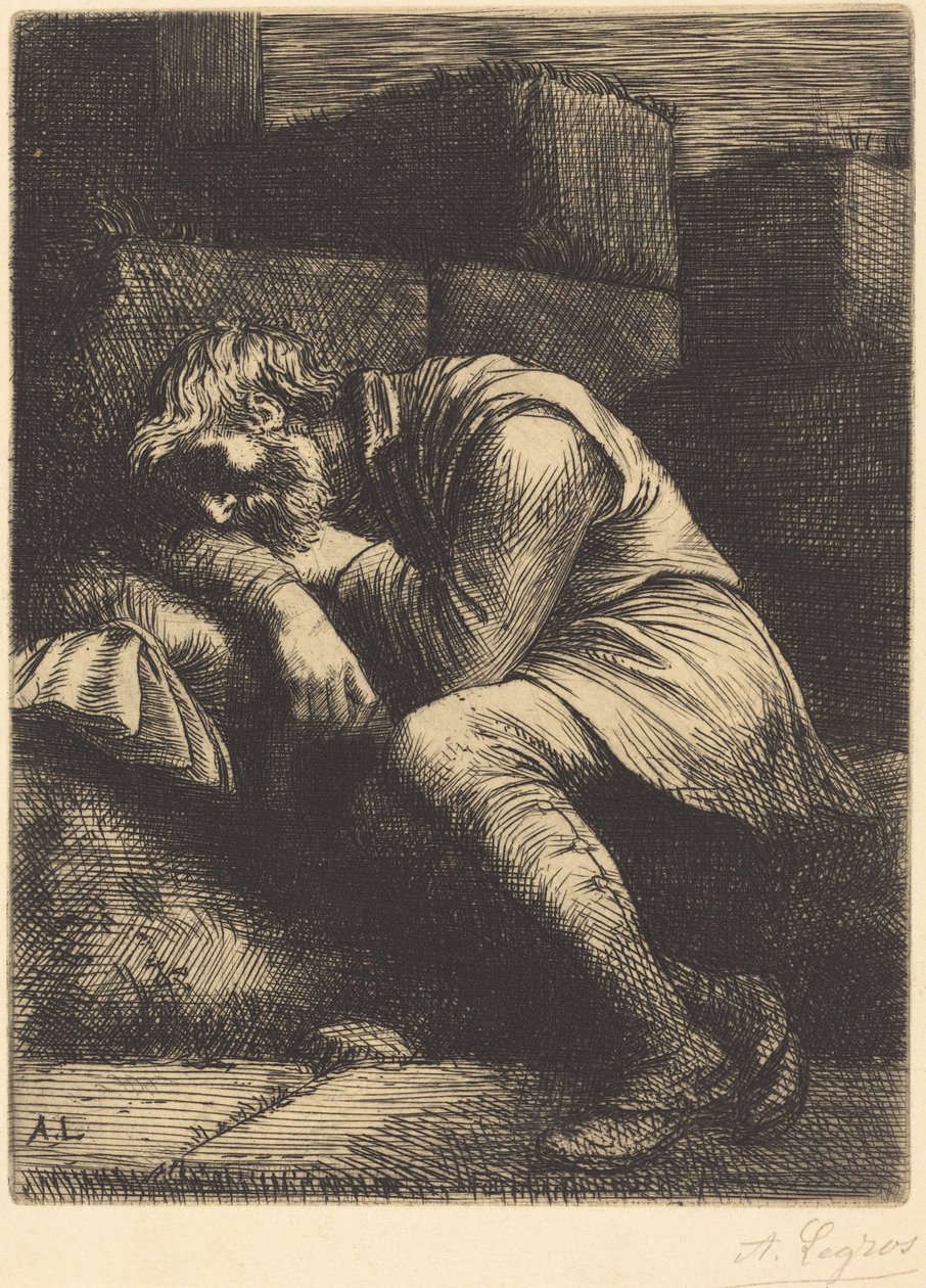 Śpiący żebrak autorstwa Alphonse Legros