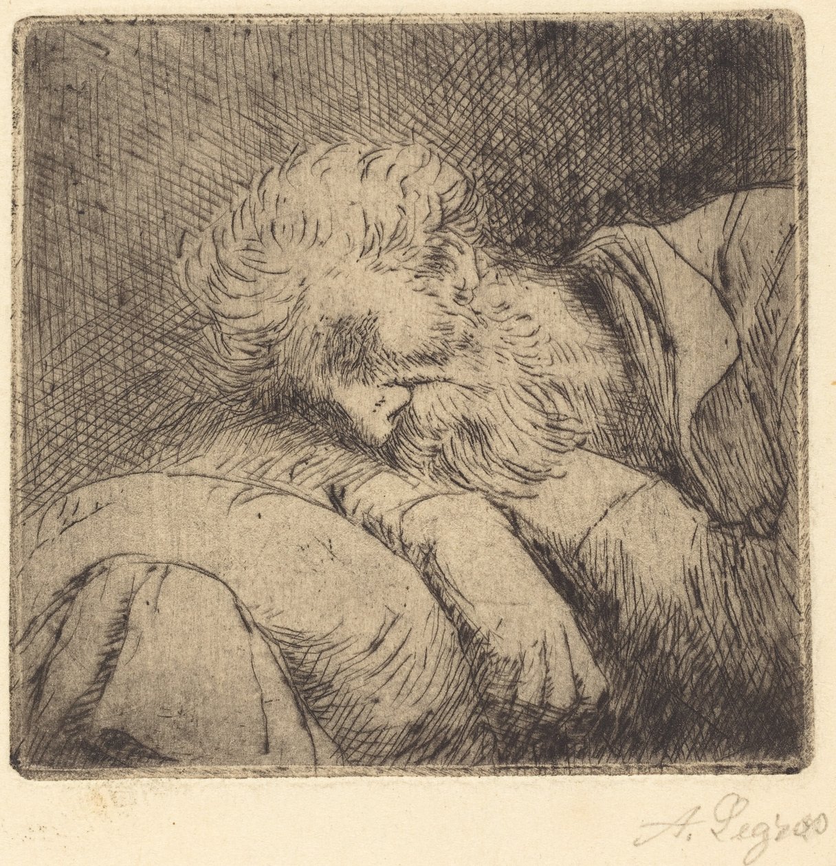 Śpiący żebrak Śpiący żebrak. autorstwa Alphonse Legros