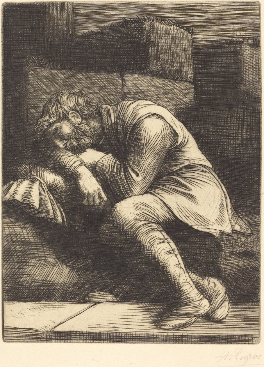 Śpiący żebrak Śpiący żebrak. autorstwa Alphonse Legros