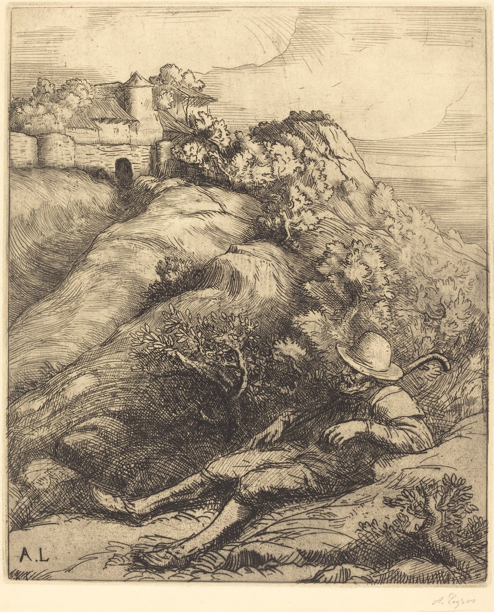 Śpiący Pasterz (Le repos du berger) autorstwa Alphonse Legros