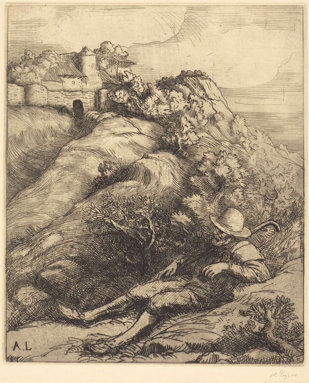 Sleeping Shepherd (Odpoczynek pasterza) autorstwa Alphonse Legros