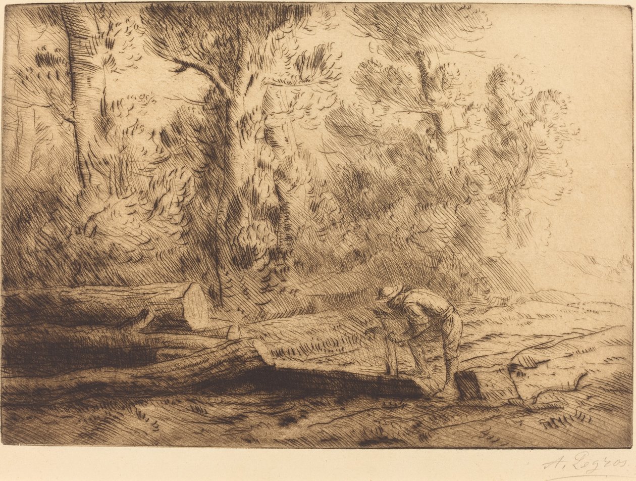 Kwadratowe kłody Człowiek, który dzieli kłody. autorstwa Alphonse Legros
