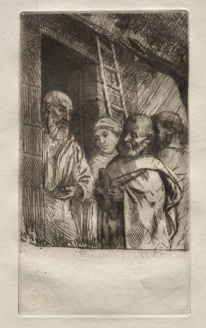 Św. Piotr i Paweł przy bramie Bonhomme Misère autorstwa Alphonse Legros