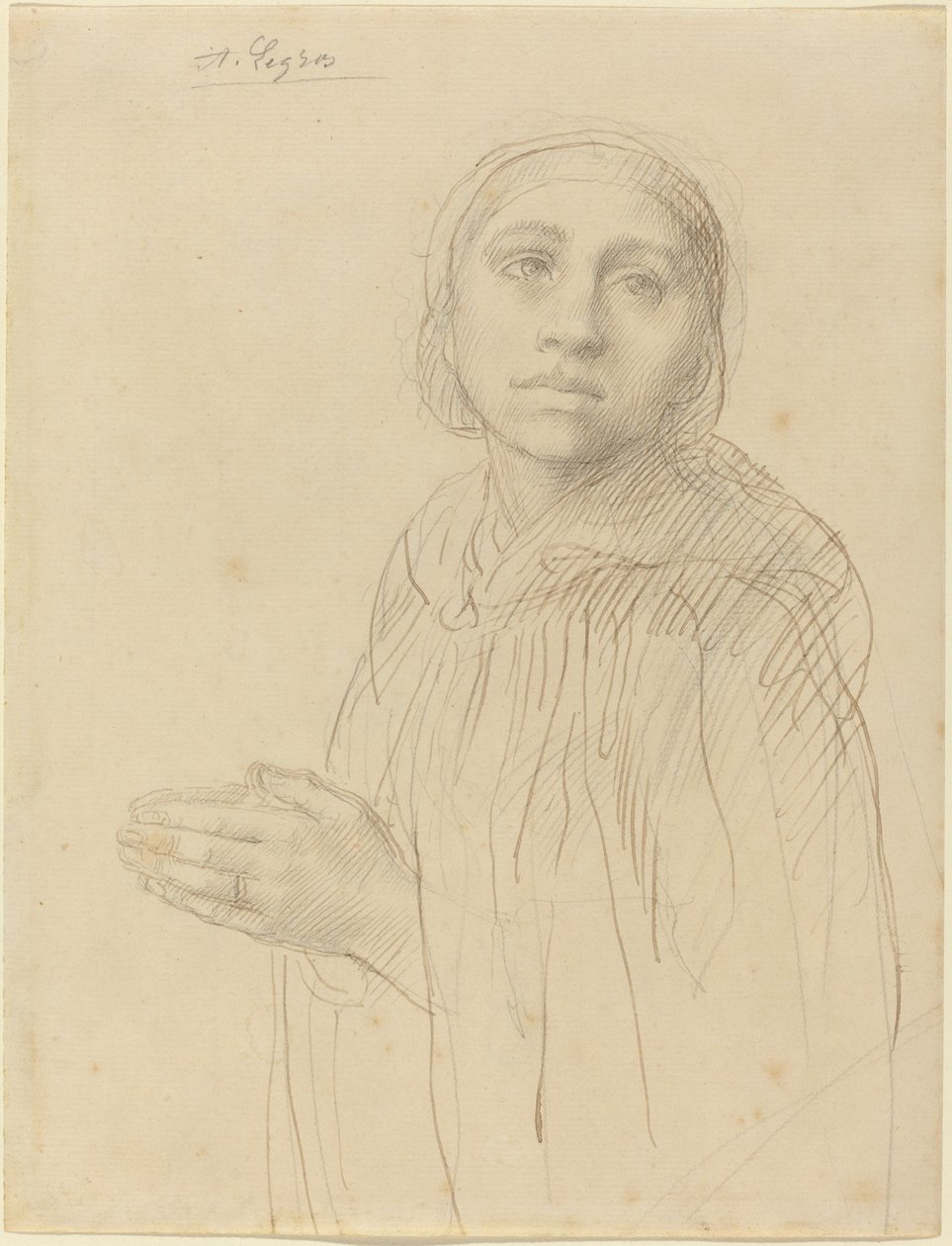 Studium modlitwy kobiety. autorstwa Alphonse Legros