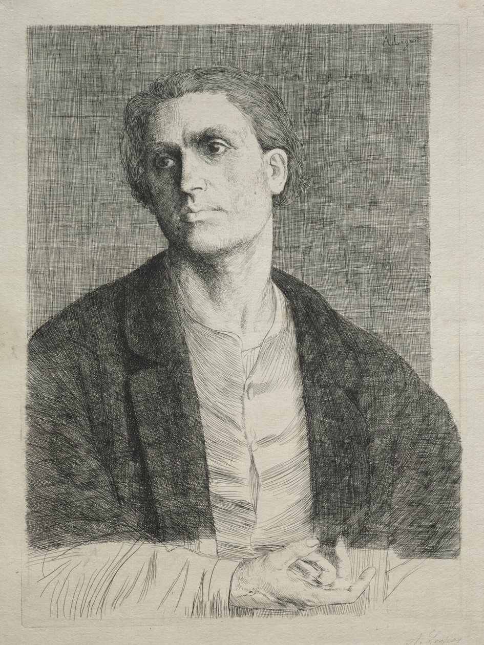 Studium głowy mężczyzny autorstwa Alphonse Legros