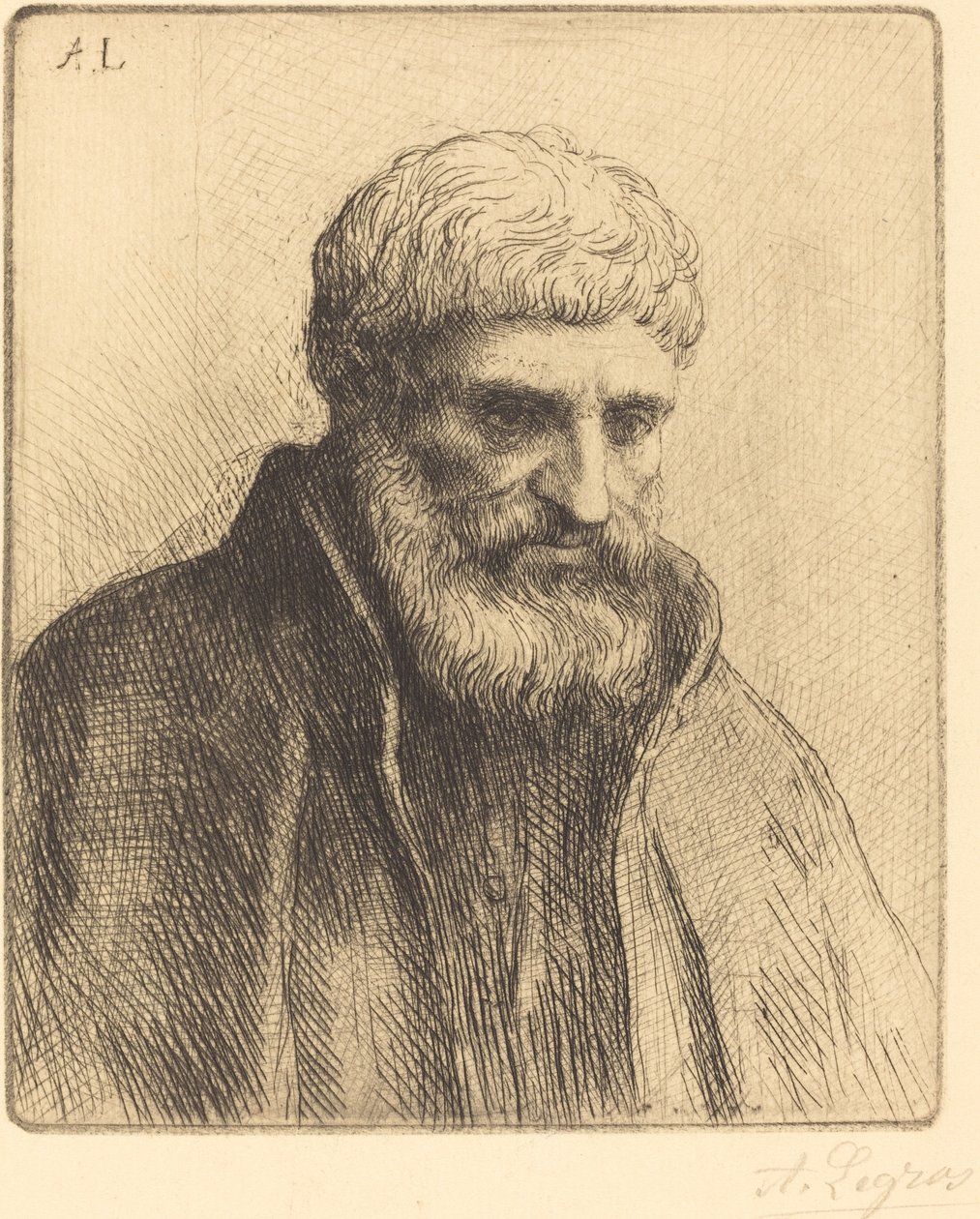 Studium starego człowieka (Etude de vieillard) autorstwa Alphonse Legros