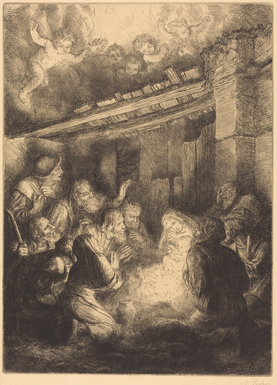 Pokłon pasterzy autorstwa Alphonse Legros