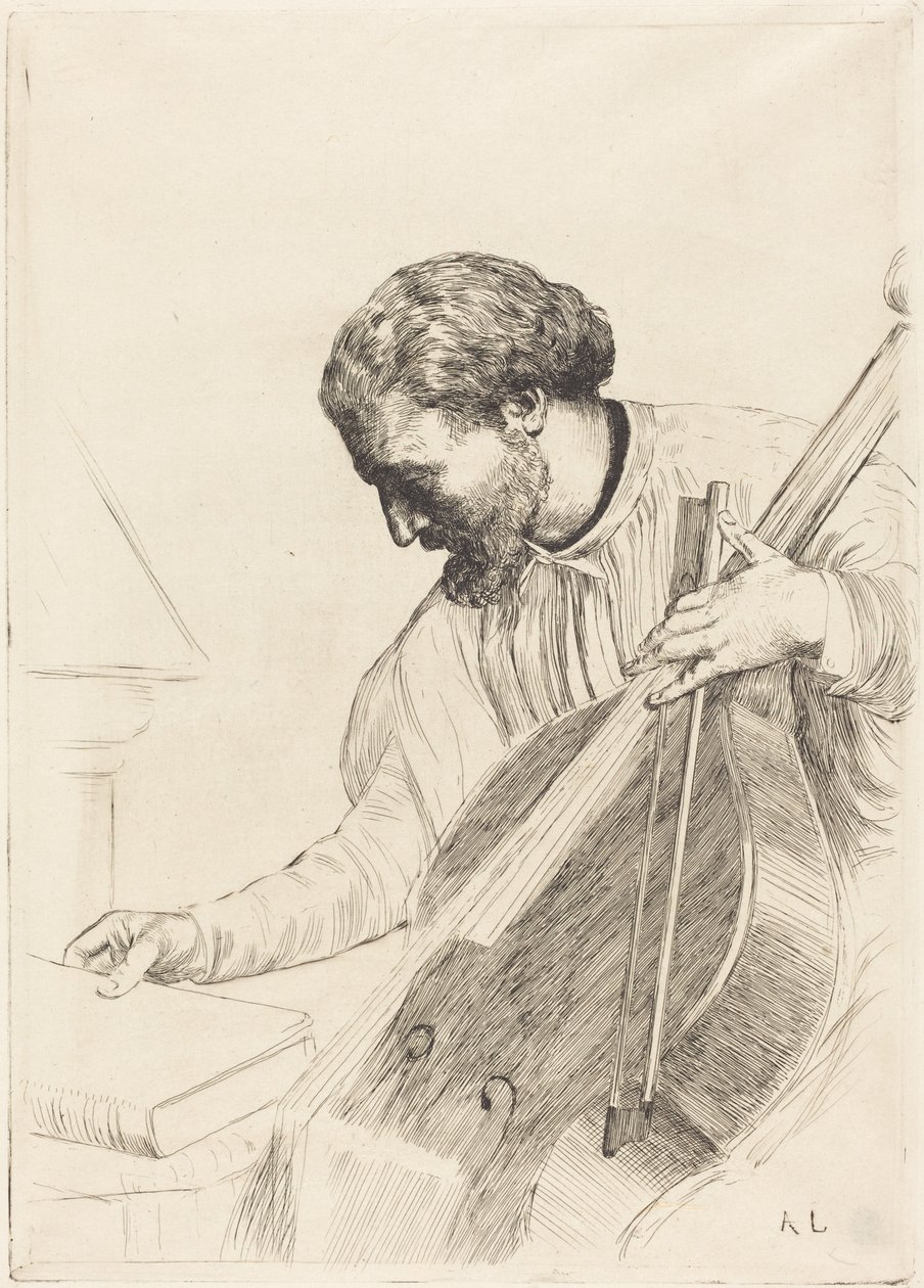 The Bass Player (Kontrabasista) autorstwa Alphonse Legros