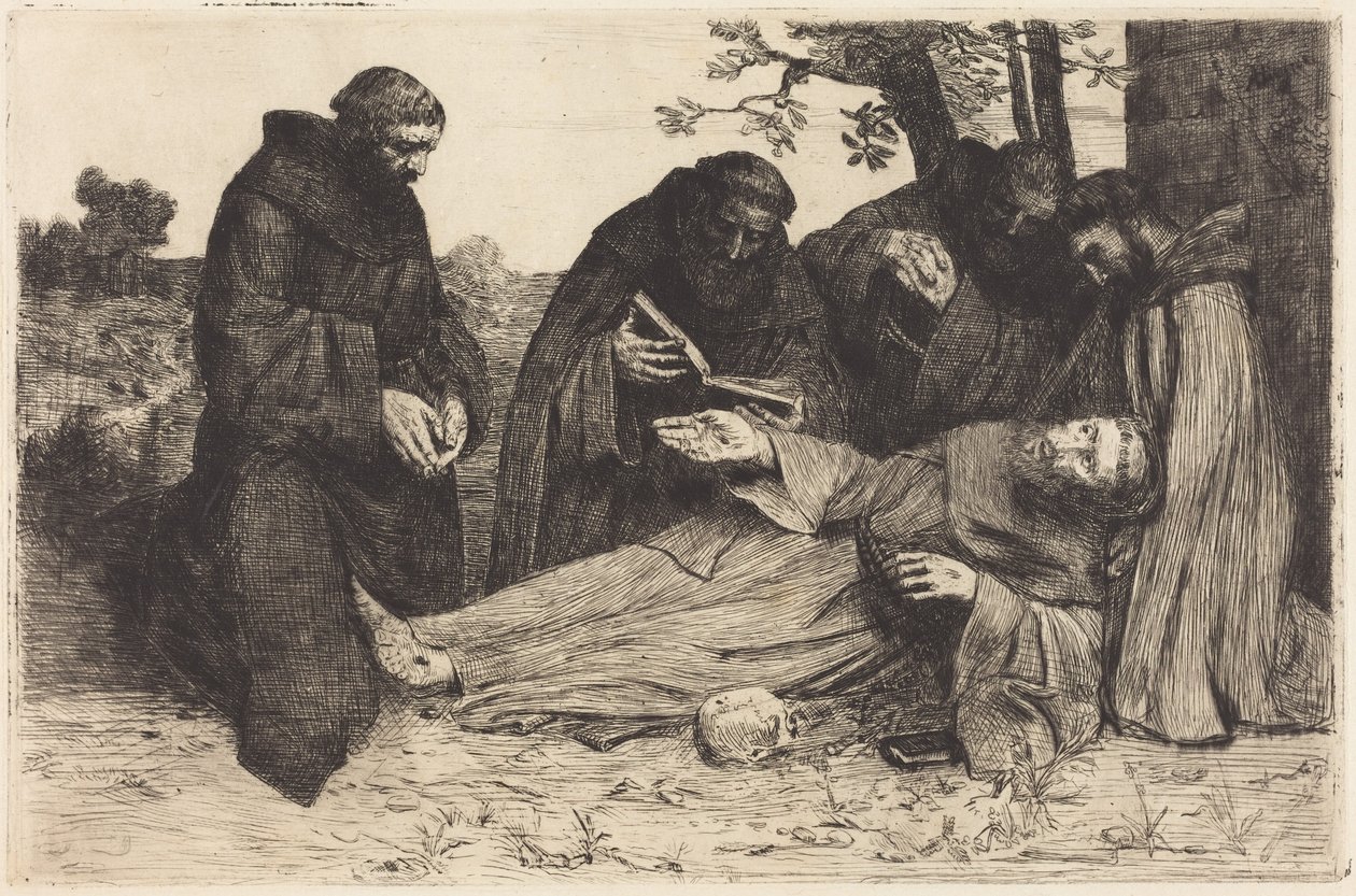 Śmierć świętego Franciszka autorstwa Alphonse Legros