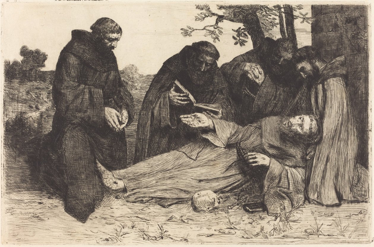 Śmierć św. Franciszka La mort de St. Francois. autorstwa Alphonse Legros