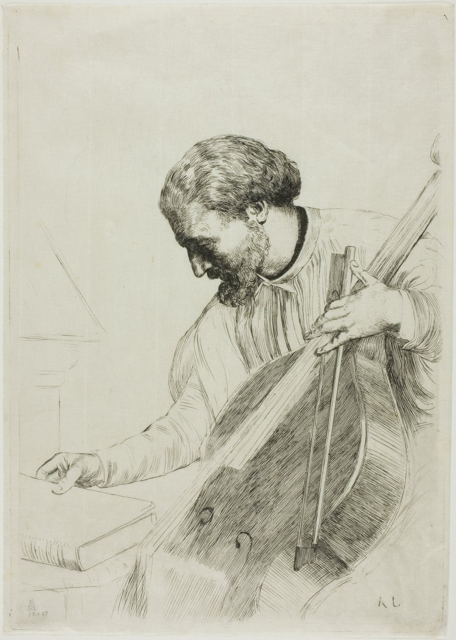 Kontrabasista autorstwa Alphonse Legros