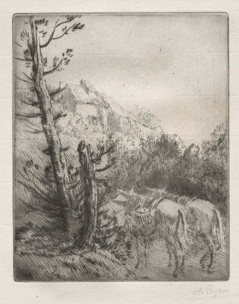 Farma na wzgórzu. autorstwa Alphonse Legros