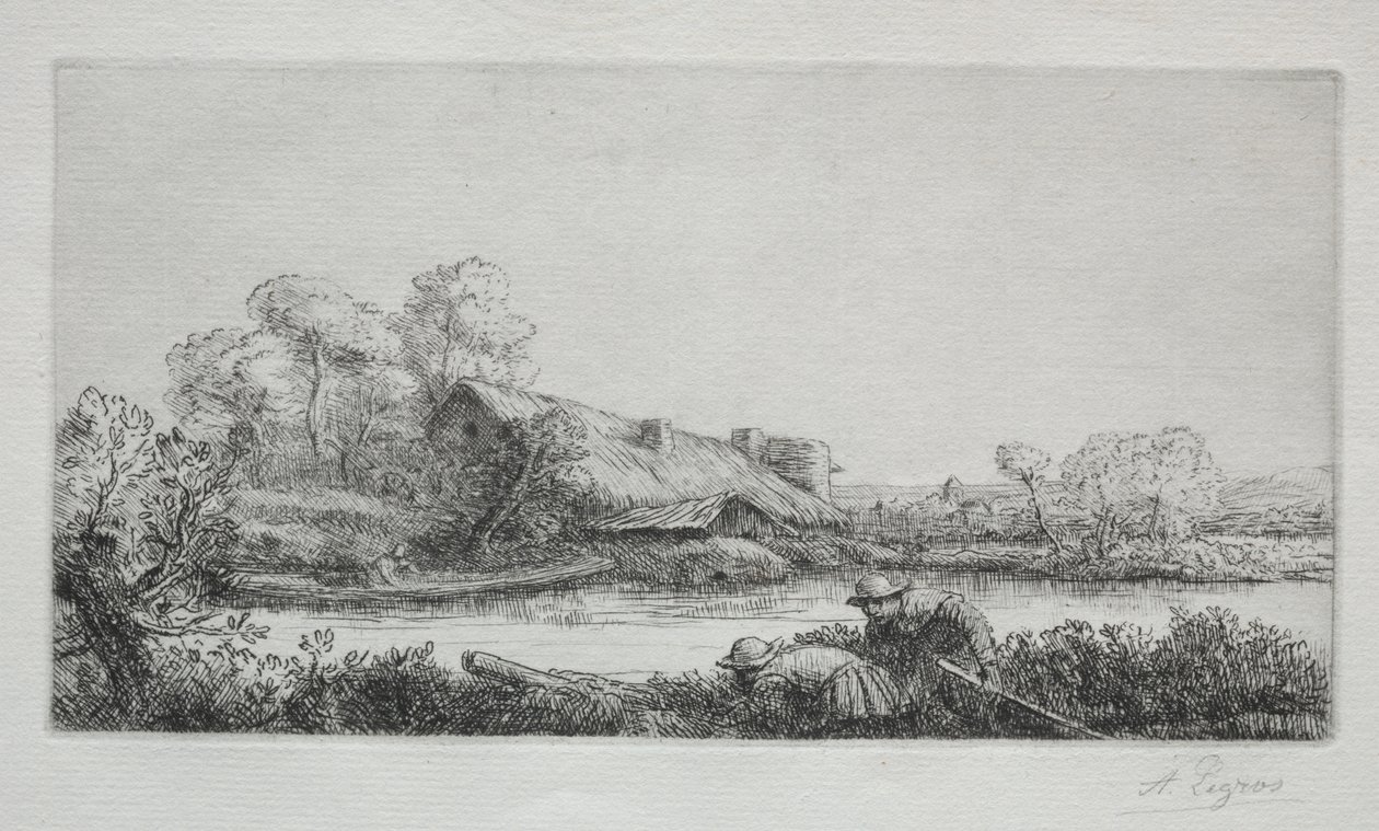 Farma nad rzeką (La Ferme Sur La Rivière: Efekt wieczoru) autorstwa Alphonse Legros