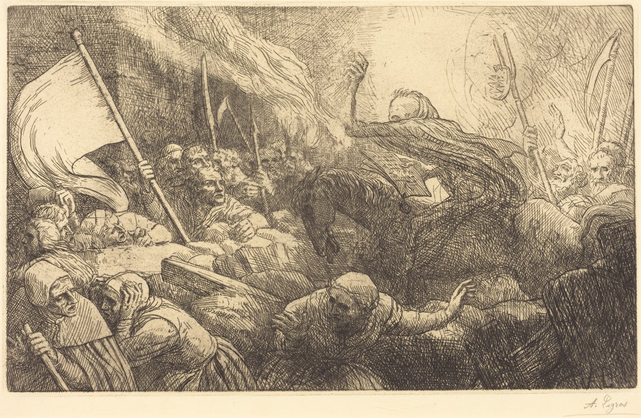 Triumf śmierci: Proklamacja autorstwa Alphonse Legros