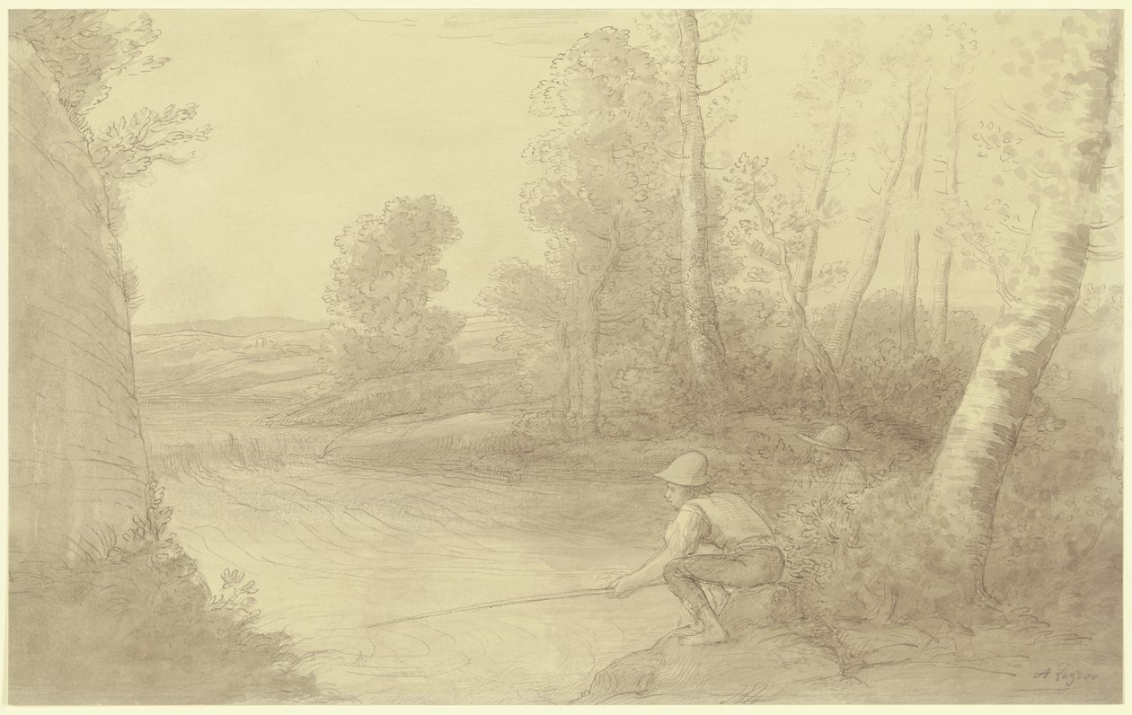 Rybacy nad rzeką autorstwa Alphonse Legros