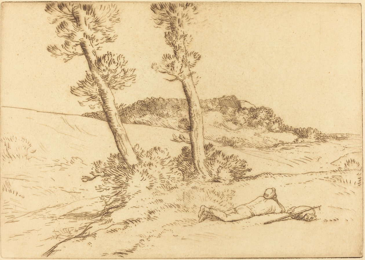 Podróżnik leżący na trawie autorstwa Alphonse Legros