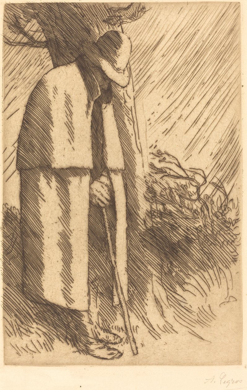 Podróżnik przyjmujący schronienie Podróżnik przyjmuje schronienie. autorstwa Alphonse Legros