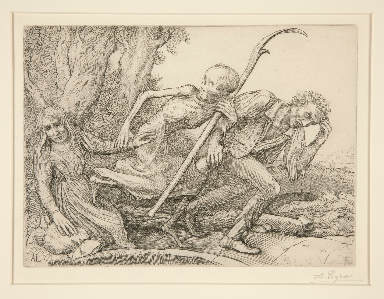 Triumf śmierci: śmierć prowadząca L autorstwa Alphonse Legros