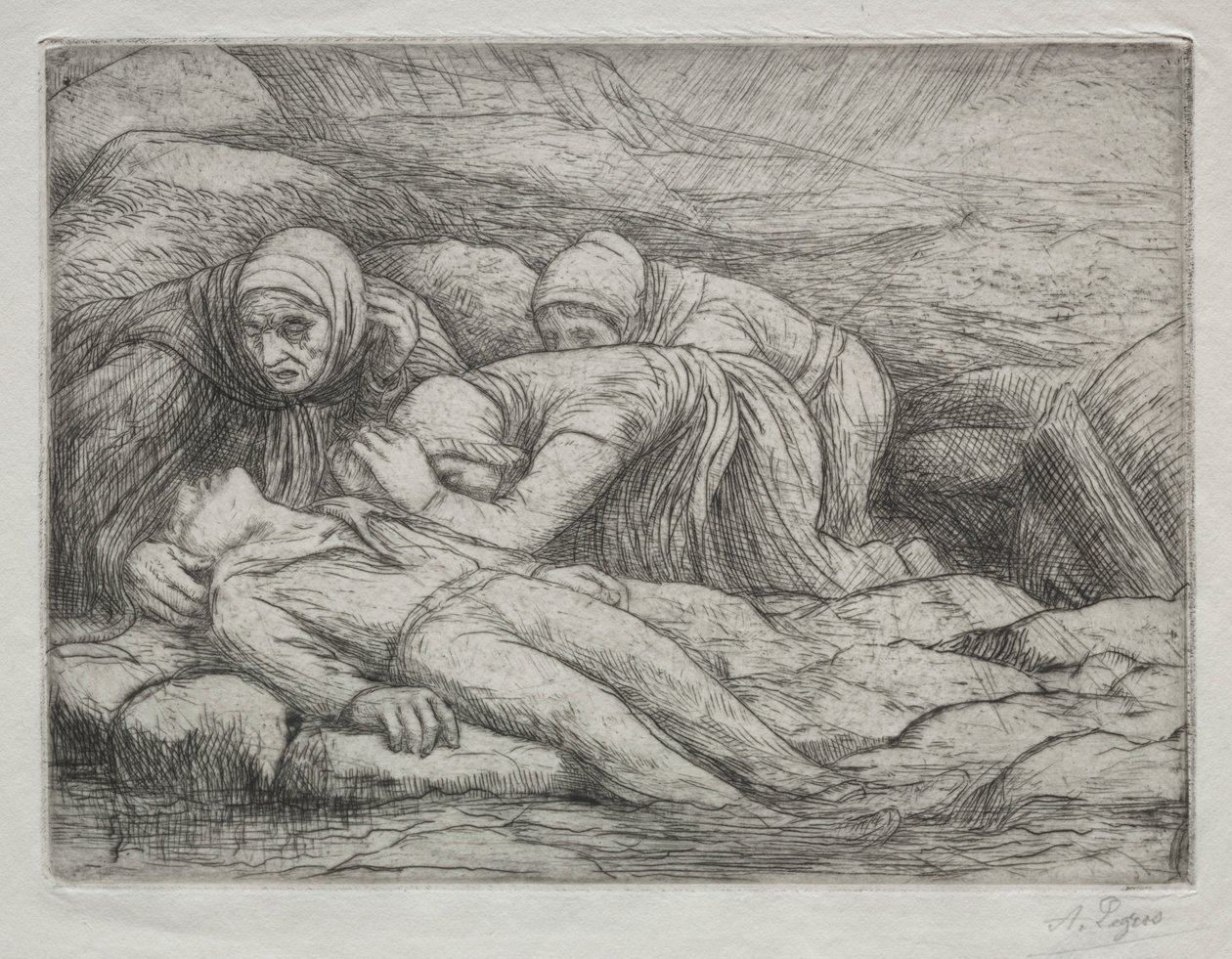 Triumf śmierci: Śmierć w rodzinie marynarzy. autorstwa Alphonse Legros