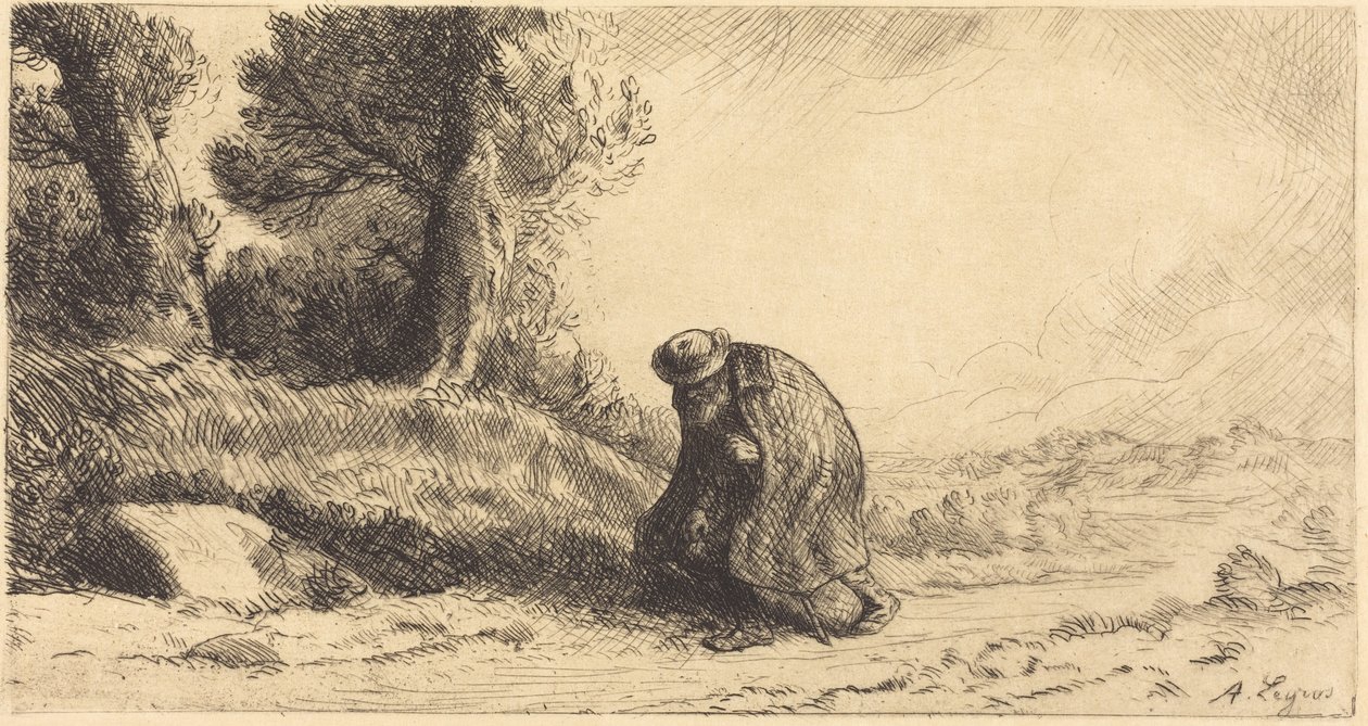 Włóczęga idący uliczką autorstwa Alphonse Legros