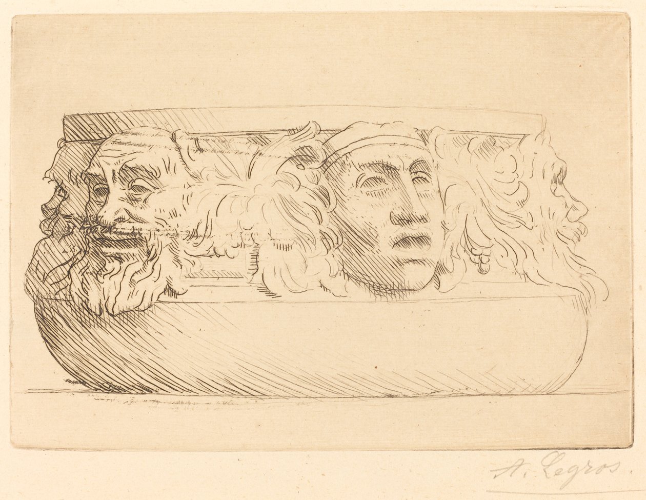 Wazon z groteskami Wazon z maskami. autorstwa Alphonse Legros