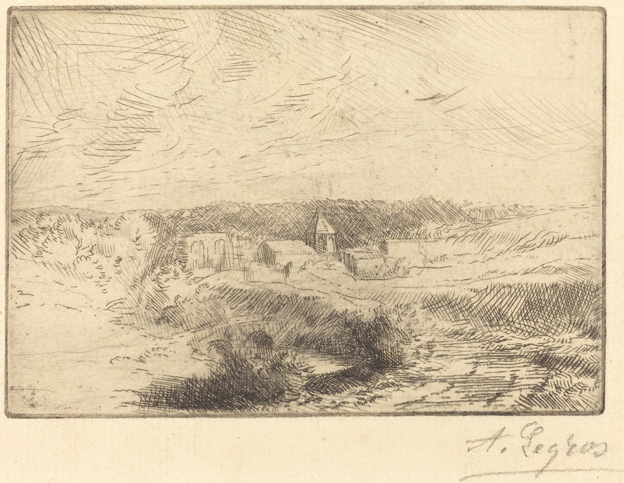 Wioska Wimille, niedaleko Boulogne Wioska de Wimille, pres Boulogne. autorstwa Alphonse Legros