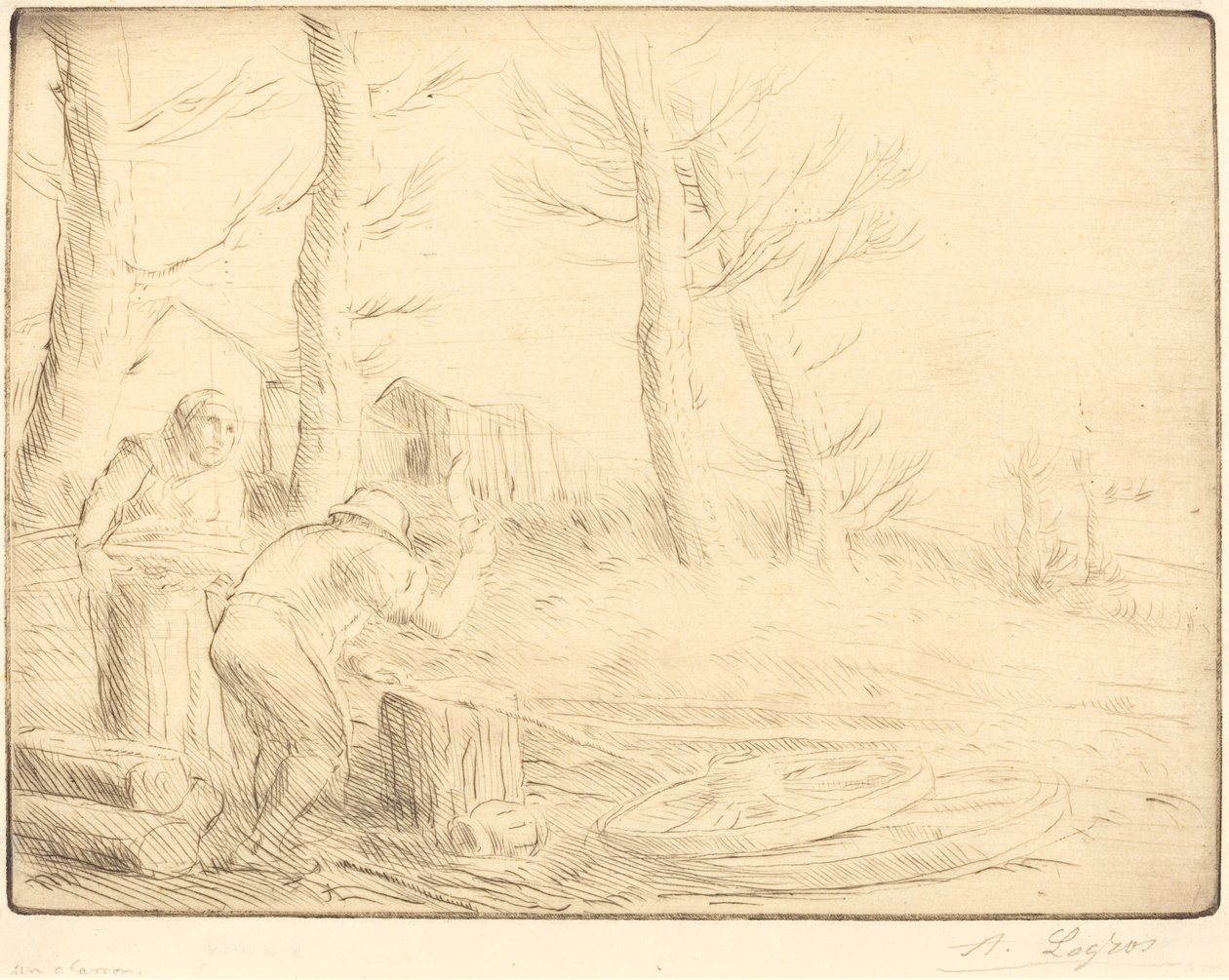 Wheelwright Un Charron. autorstwa Alphonse Legros