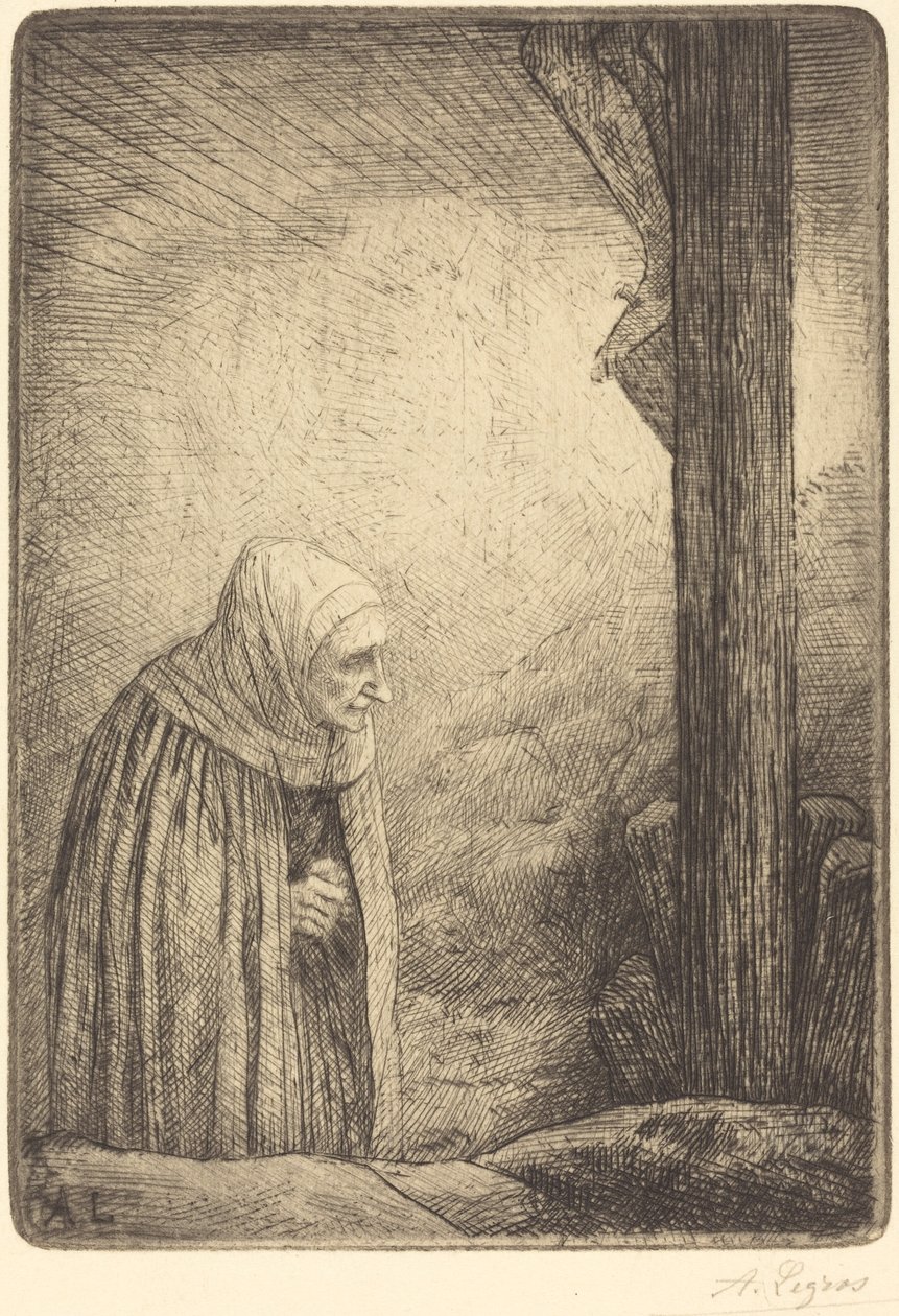Kobieta u stóp krzyża (Femme au calvaire) autorstwa Alphonse Legros