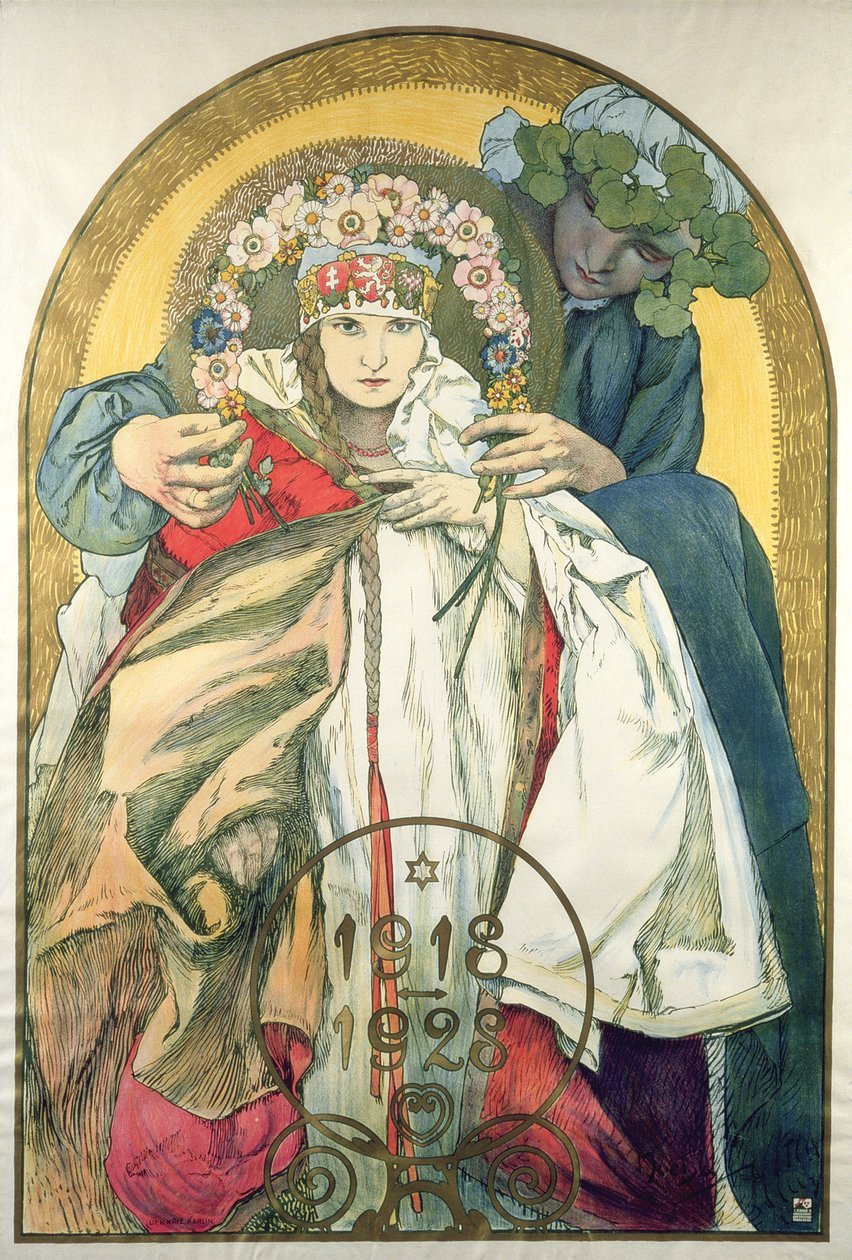 10. rocznica niepodległości Republiki Czechosłowacji autorstwa Alphonse Marie Mucha