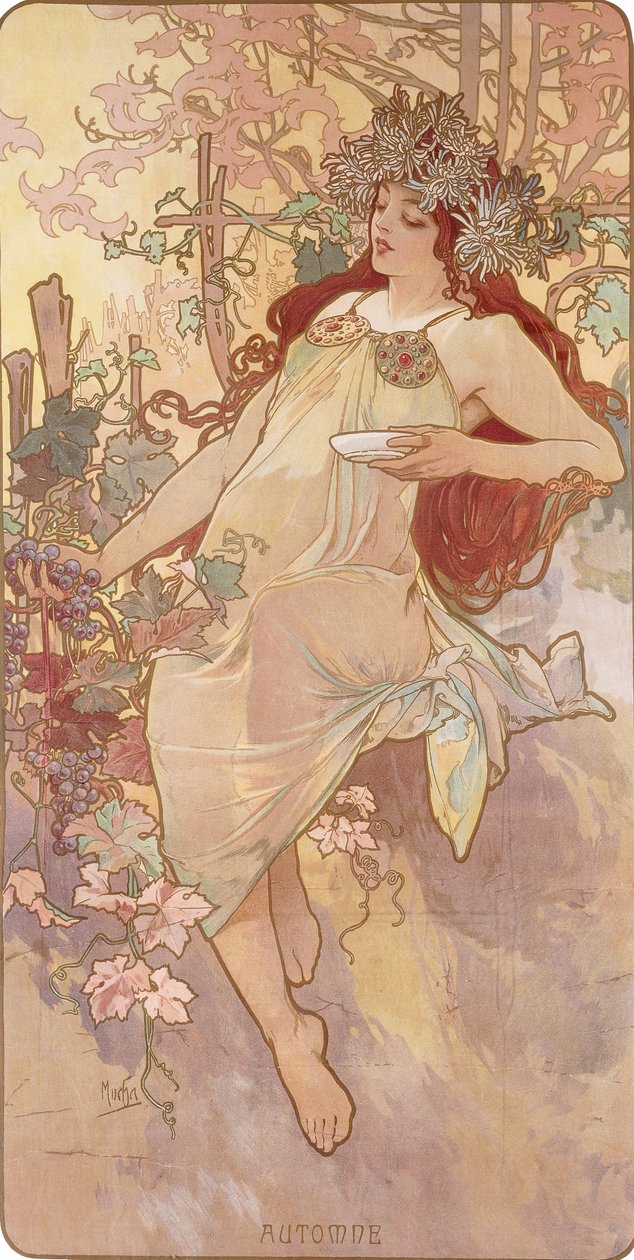 Jesień; Jesień, ok.1896 autorstwa Alphonse Mucha