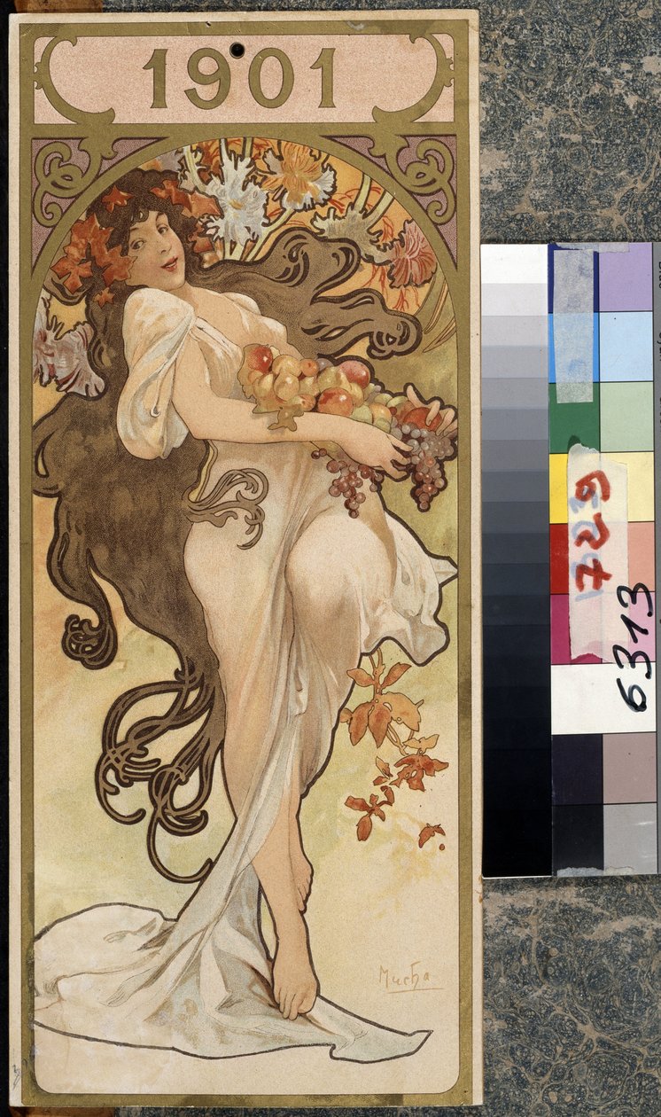 Kalendarz roku 1901. Grafika Alfonsa Marii Muchy (Alphonse Marie Mucha autorstwa Alphonse Marie Mucha