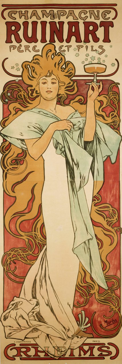 Ruiny szampana, 1896 autorstwa Alphonse Mucha