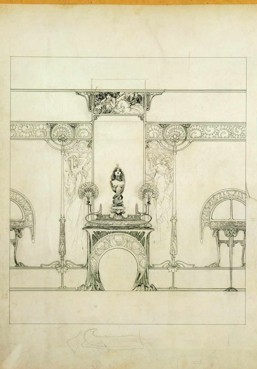 Projekt dla butiku jubilera Fouquet ... autorstwa Alphonse Marie Mucha