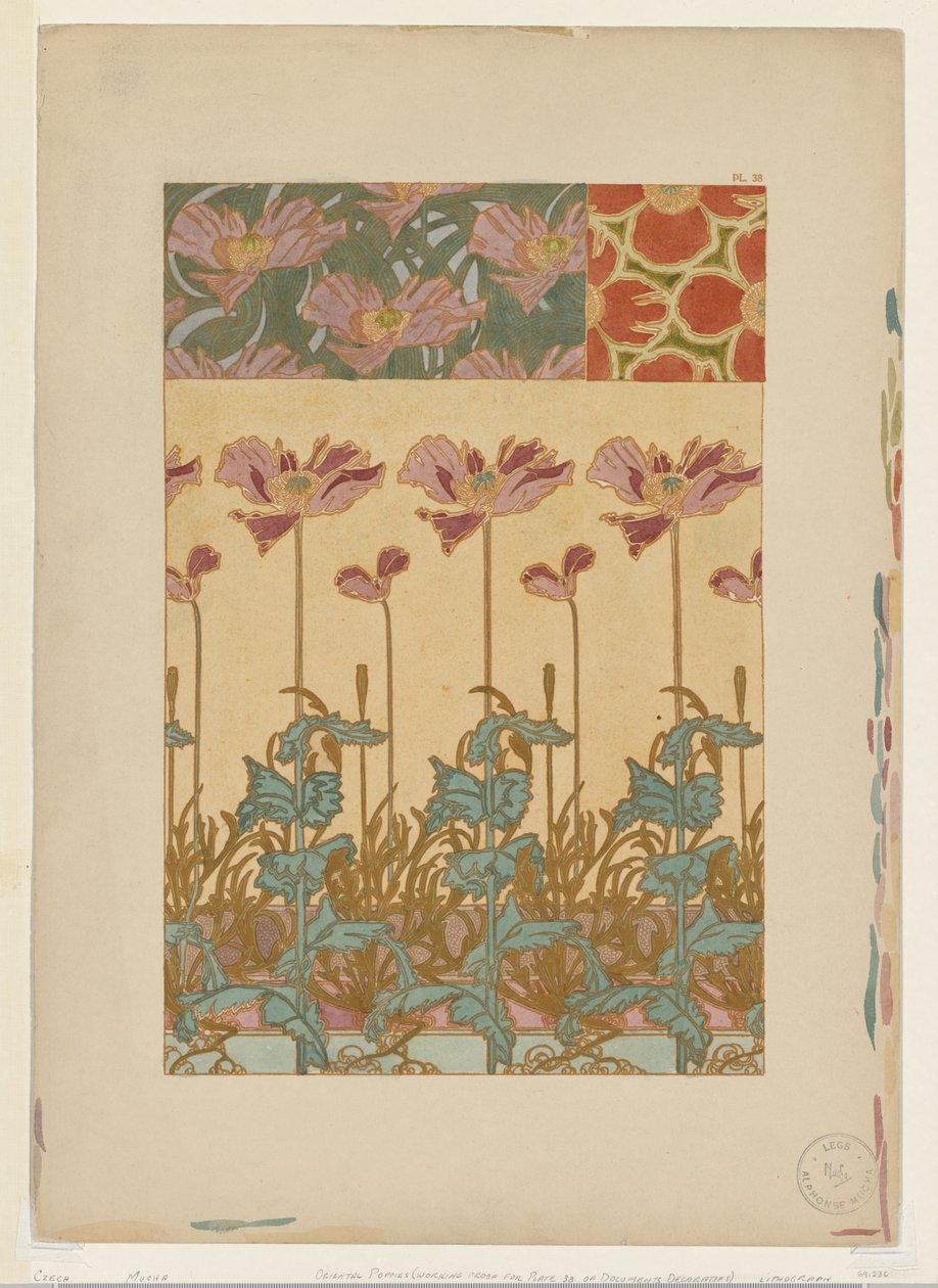Dokumenty Decoratif: Orientalne maki autorstwa Alphonse Mucha