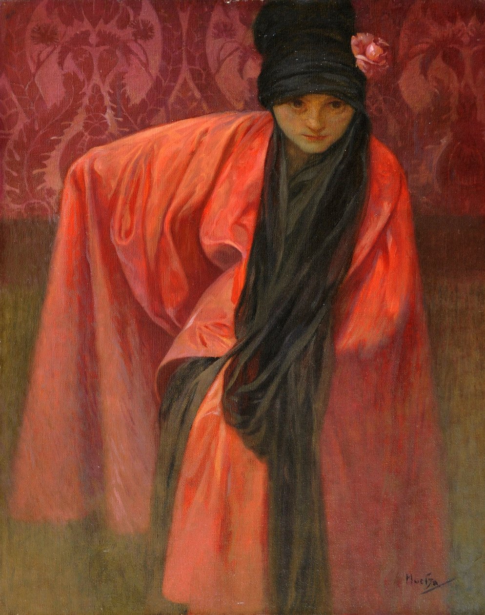 Dziewczyna w czerwieni par Mucha, Alfons Marie (1860-1939), ok. 1930 1914 - Tempera na płótnie, 60,5x47 - Kolekcja prywatna autorstwa Alphonse Mucha