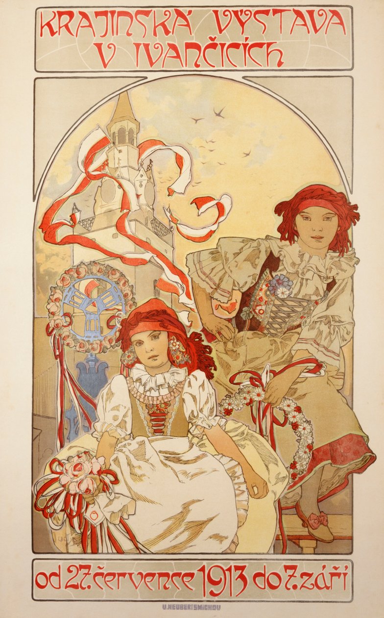 Wystawa pejzażowa w Ivancicich, 1913 autorstwa Alphonse Mucha
